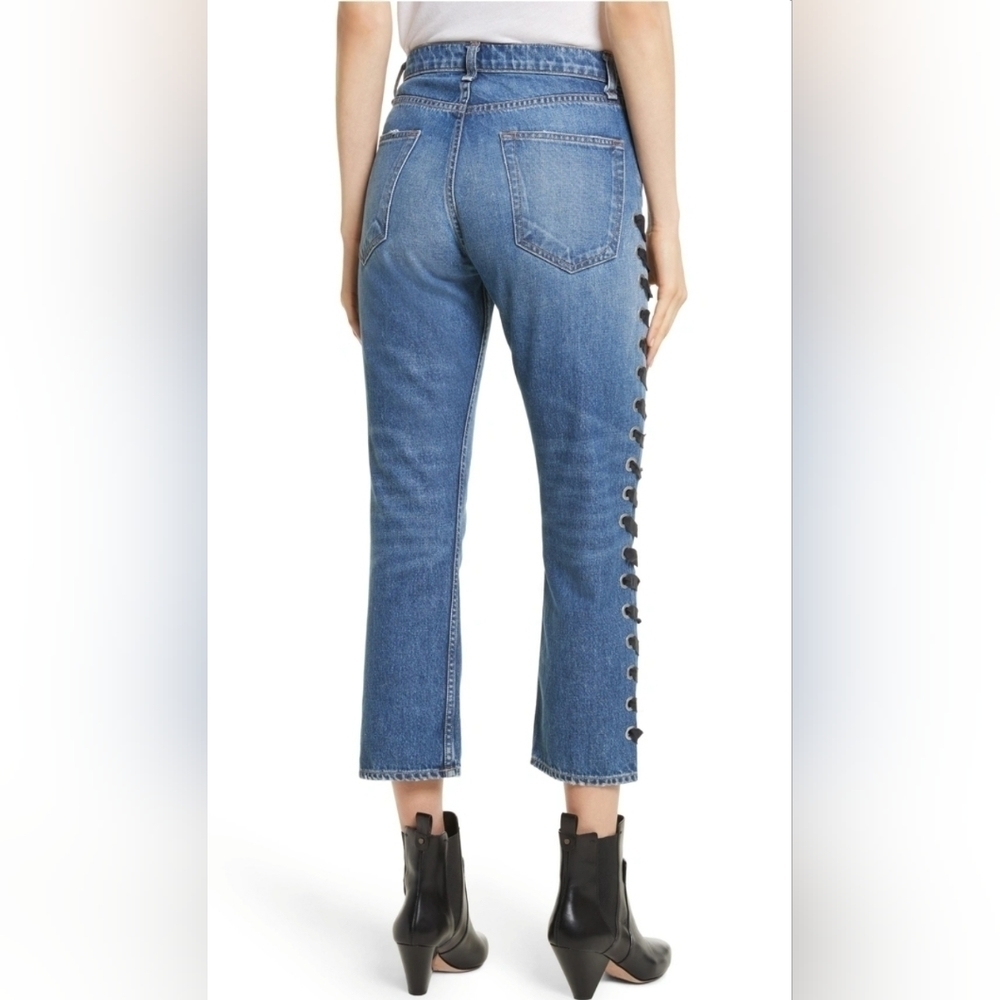 veronica Beard High Rise Ines Girlfriend Lace Up Jeans Size 25 NWT - Picture 13 of 15